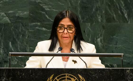 La presidenta encargada de Venezuela, Delcy Rodríguez, interviene en el debate general del 81.º período de sesiones de la Asamblea General de las ONU .